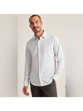 Bonobos Tech Button Down White Navy Polka Dot XL Slim Fit